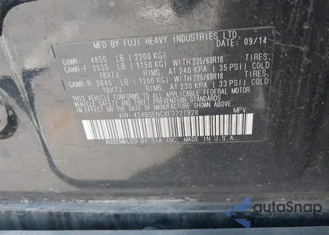 2015 Subaru Outback 3.6R Limited z USA, uszkodzony, nr VIN 4S4BSENCXF3227928